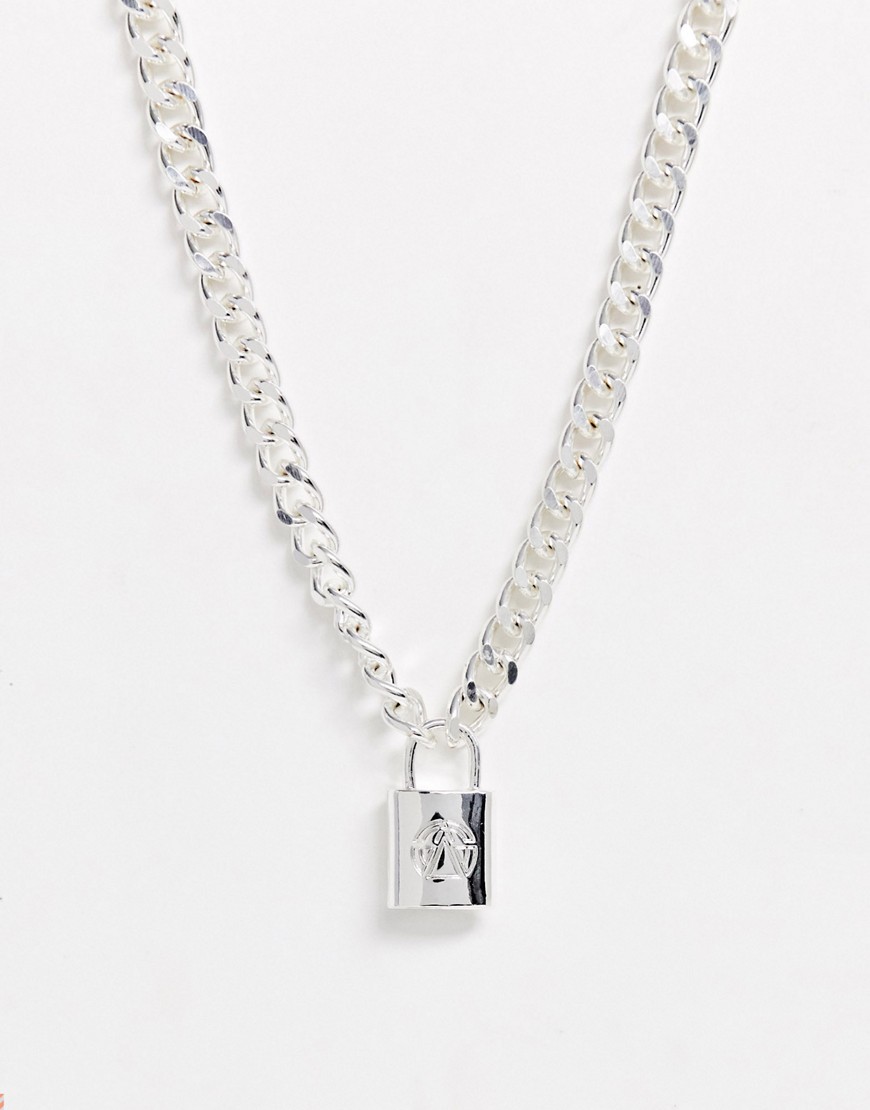 фото Серебристая цепочка с подвеской-замком chained & able-серебряный