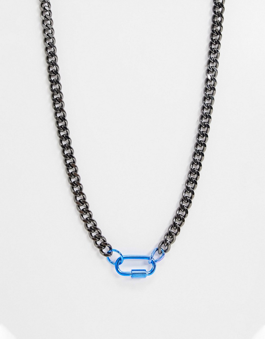 фото Серебристая цепочка с синей металлической застежкой-карабином wftw-серый