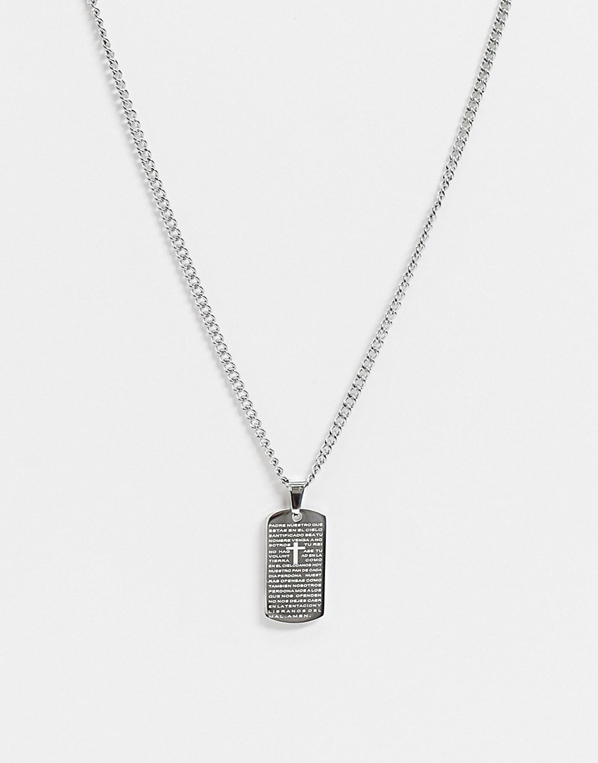 фото Серебристая цепочка с тисненой подвеской-жетоном seven london-серебряный