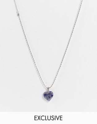 фото Серебристая цепочка унисекс в стиле гранж с камнем в виде сердца reclaimed vintage inspired-серебристый