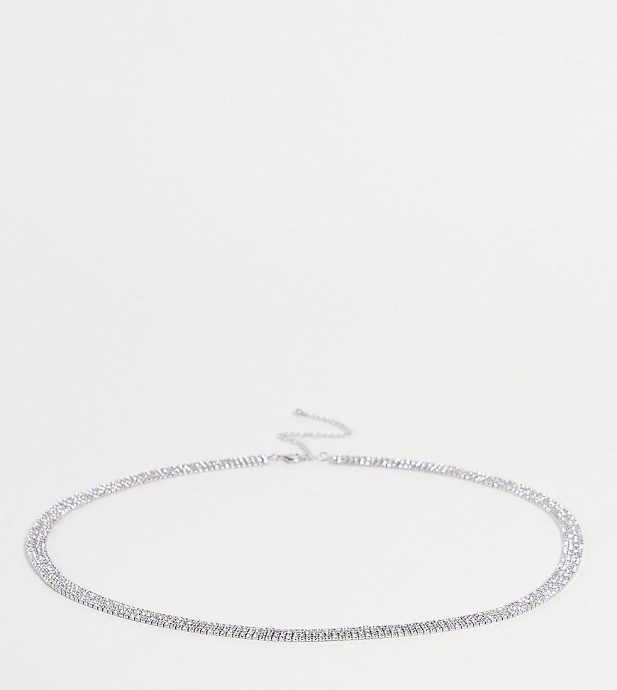 фото Серебристая узкая цепочка в виде пояса из стразов asos design curve-серебряный
