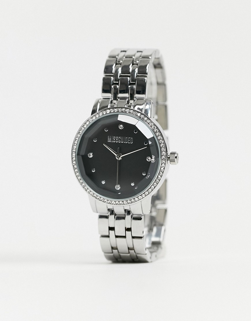 фото Серебристо-черные часы missguided-серебристый