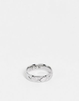 фото Серебристое фактурное кольцо из нержавеющей стали icon brand-серебряный