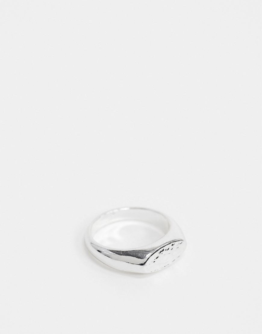 фото Серебристое фактурное кольцо на мизинец asos design-серебряный