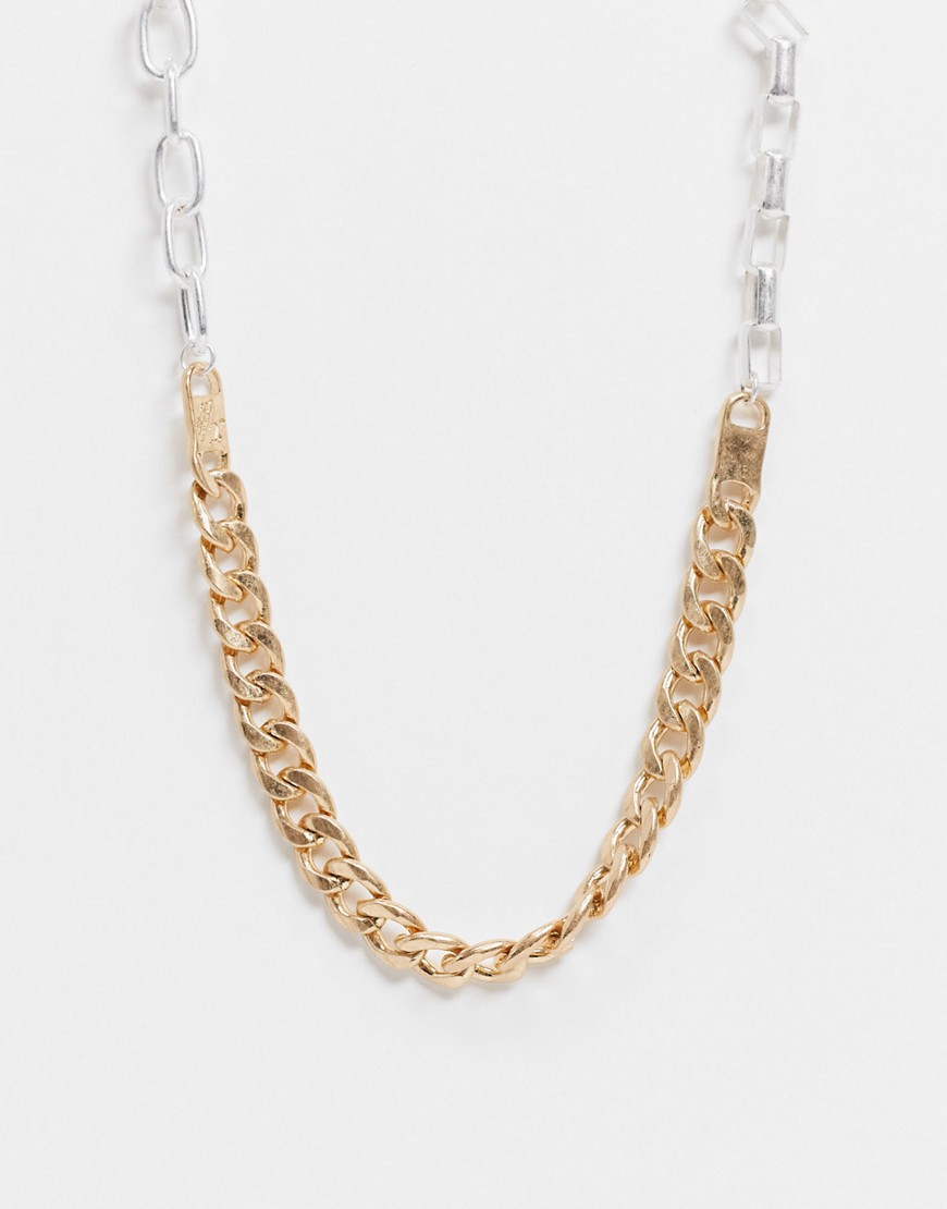Серебристое и золотистое ожерелье с цепочками разного плетения Icon Brand-Многоцветный