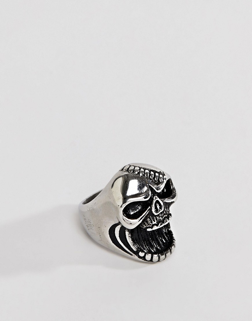 фото Серебристое кольцо-открывалка с черепом seven london-серебряный