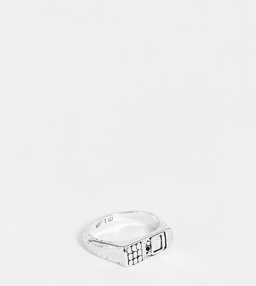 Серебристое кольцо-печатка с дизайном в виде мобильного телефона WFTW-Серебряный