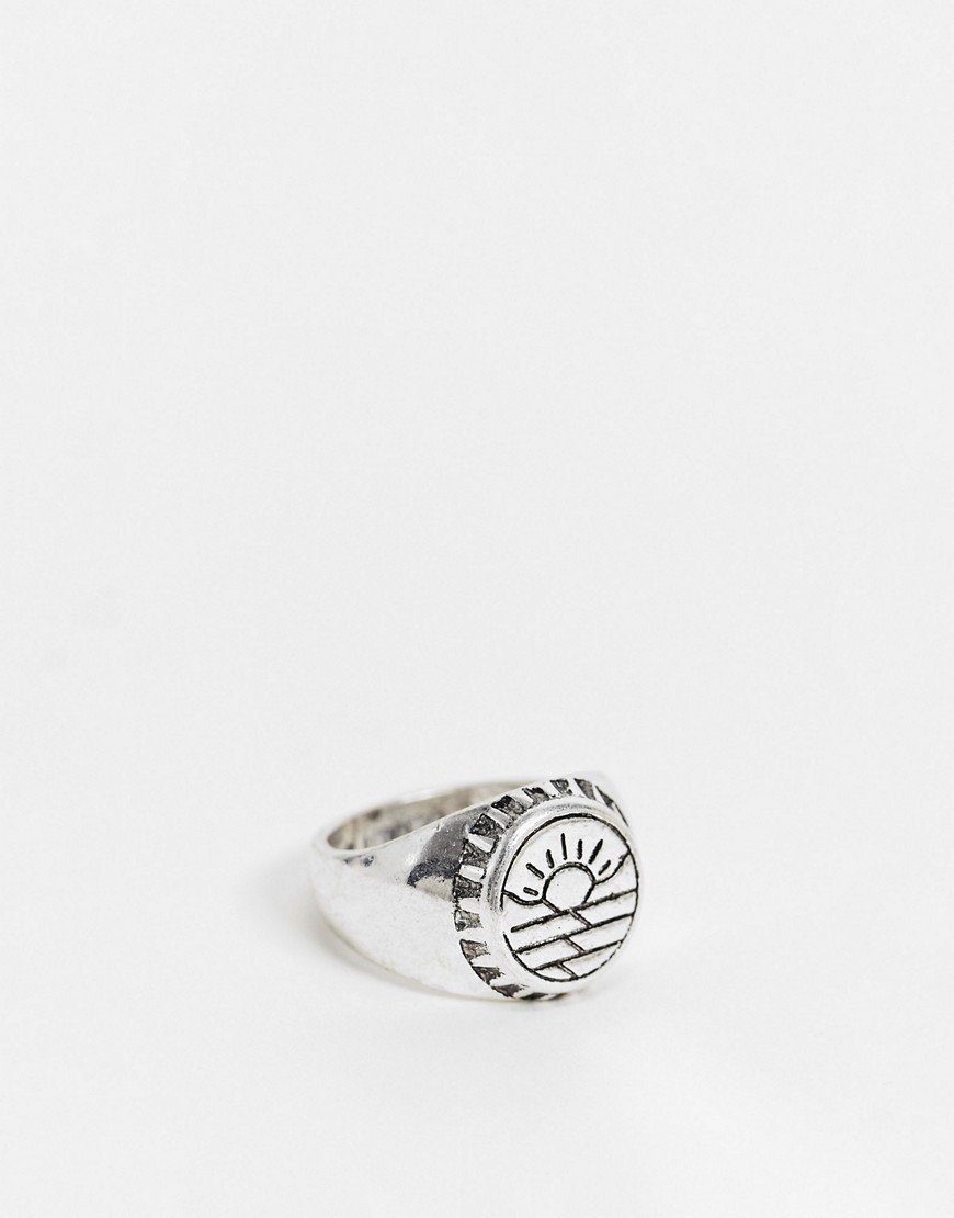 фото Серебристое кольцо-печатка с круглым верхом classics 77-серебристый
