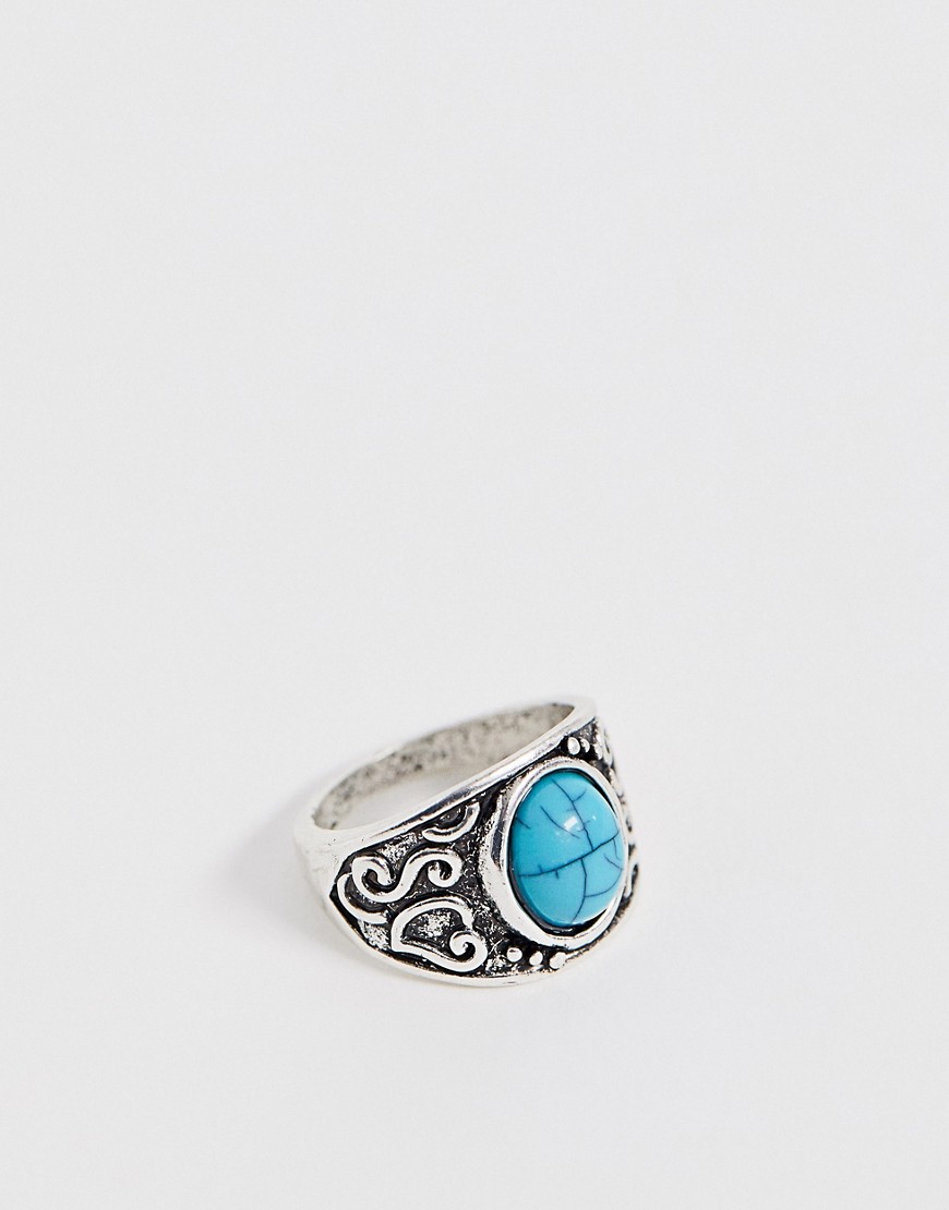 фото Серебристое кольцо с бирюзой designb-серебряный designb london