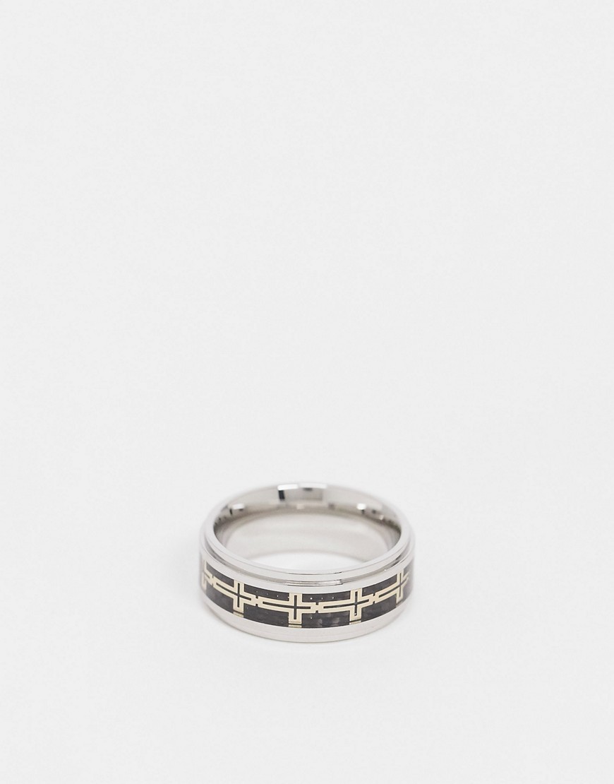 фото Серебристое кольцо с черной эмалью и крестами seven london-серебряный