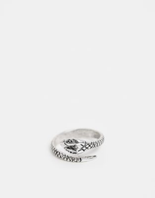  Серебристое кольцо с дизайном змея ASOS DESIGN-Серебристый