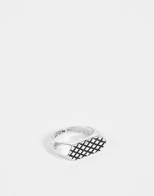 фото Серебристое кольцо с эмалью icon brand – серебристый-серебряный