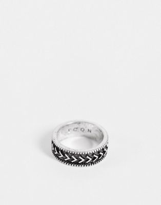 фото Серебристое кольцо с эмалью icon brand-серебристый