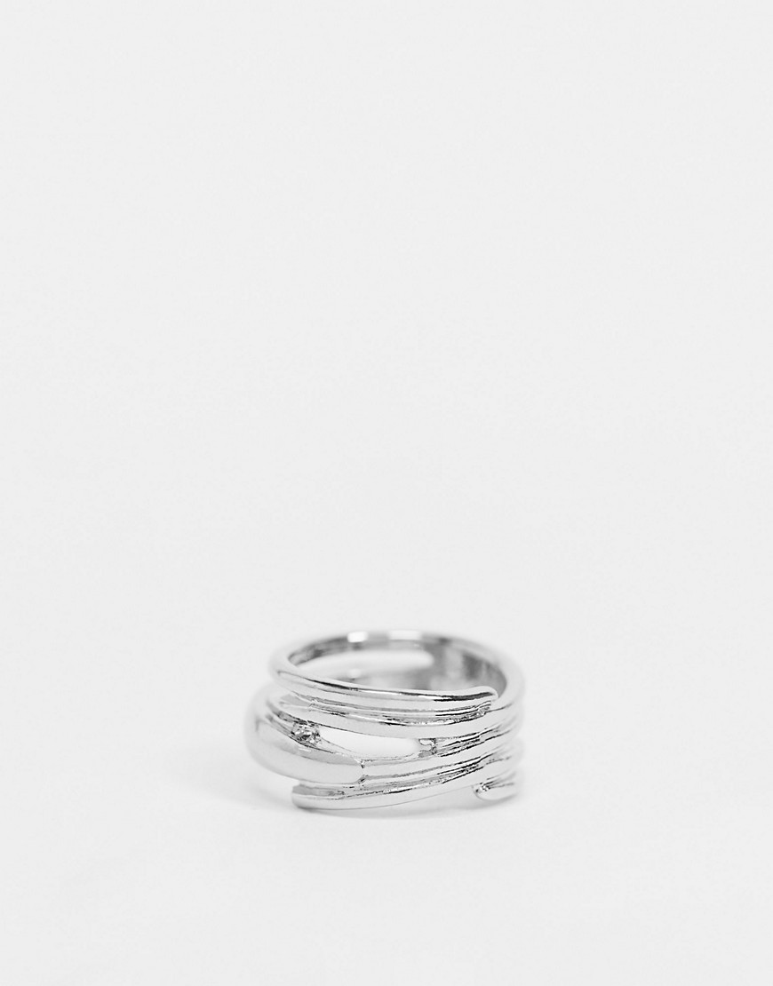 фото Серебристое кольцо с крупными ребрами asos design-серебристый