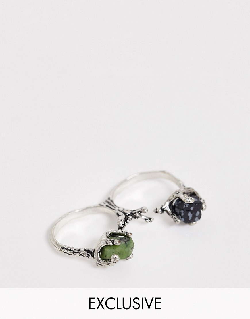 фото Серебристое кольцо с полудрагоценными камнями reclaimed vintage эксклюзивно для asos-серебряный