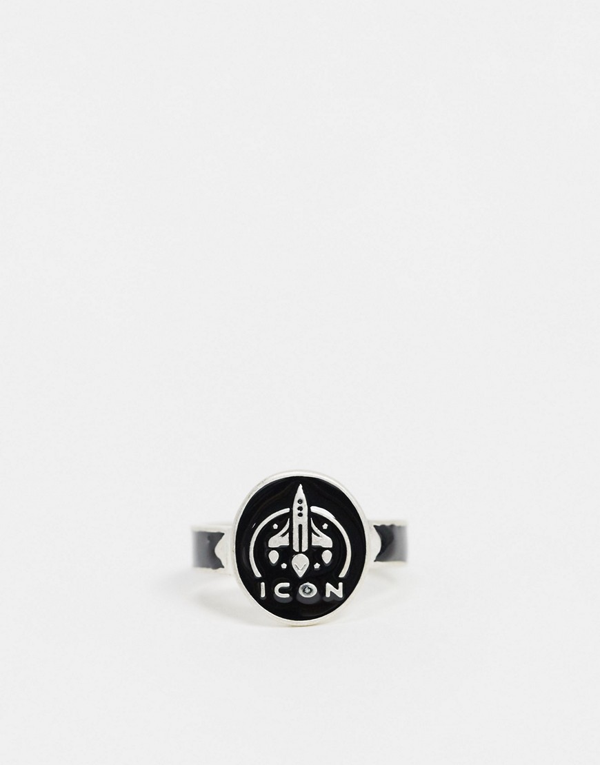 фото Серебристое кольцо с ракетой icon brand-серебряный