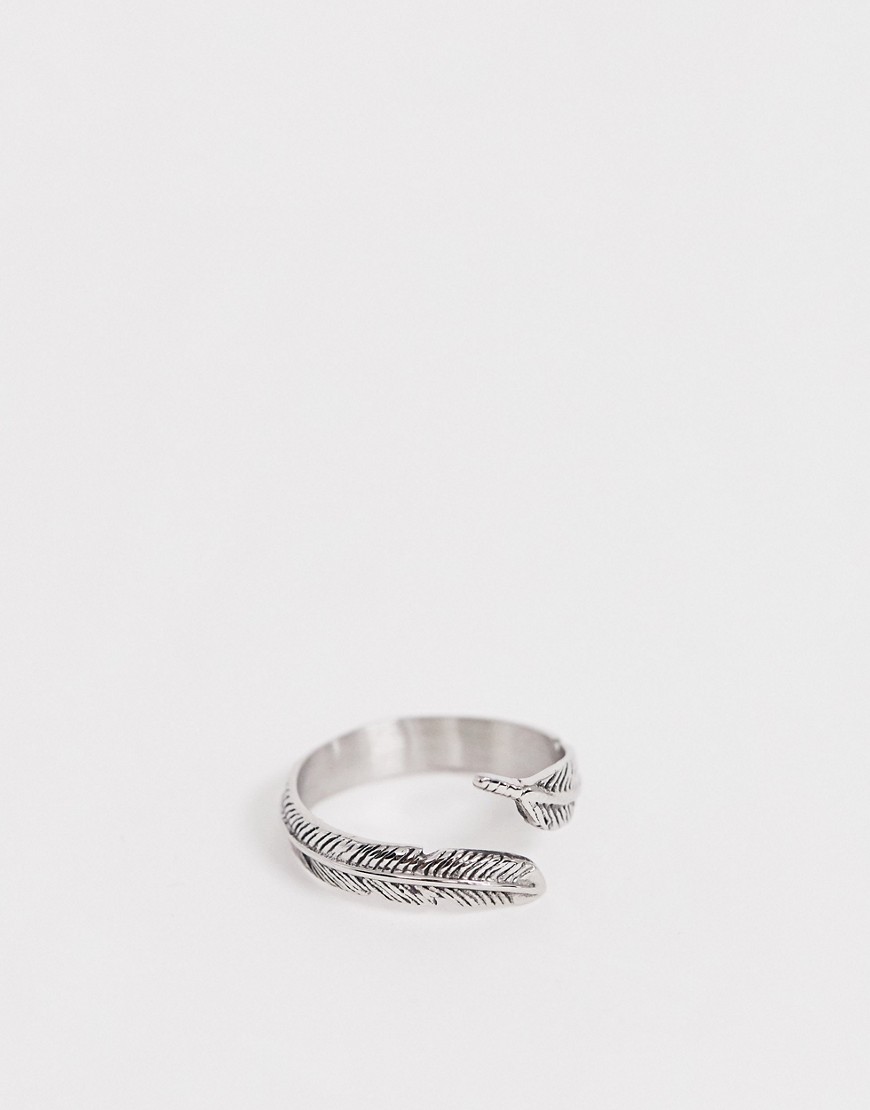 фото Серебристое кольцо в виде пера seven london-серебряный