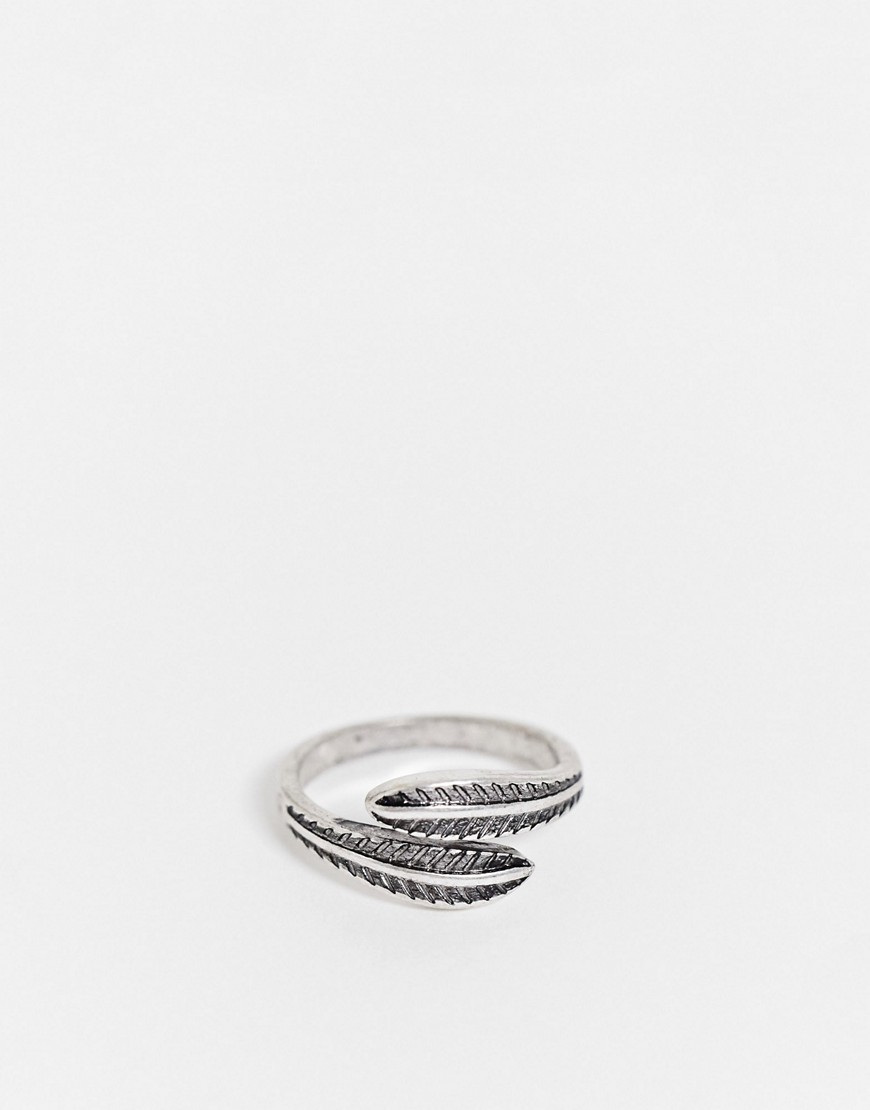 фото Серебристое кольцо в виде перьев asos design-серебряный
