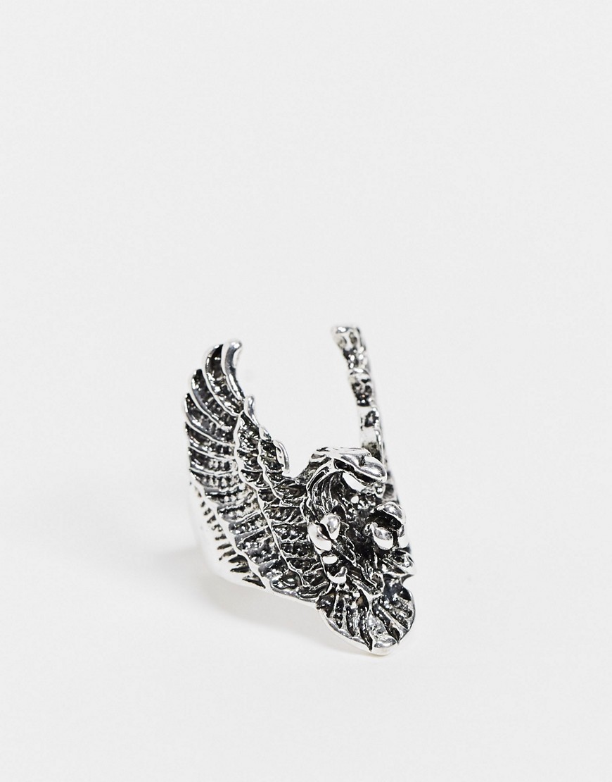 фото Серебристое массивное кольцо в виде орла designb-серебряный designb london
