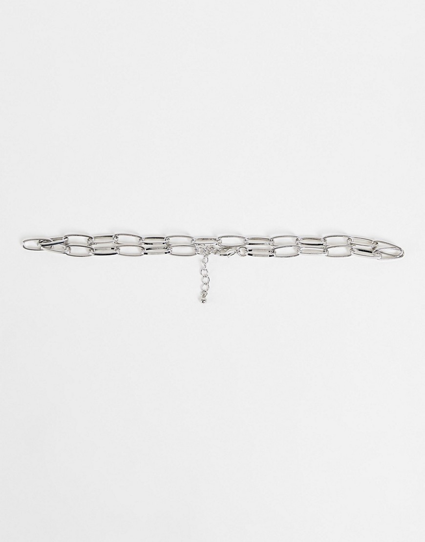   Asos Серебристое ожерелье-чокер в виде цепочки якорного плетения DesignB-Серебристый