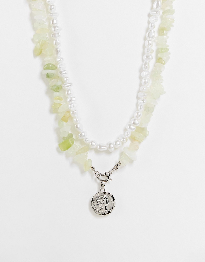 фото Серебристое ожерелье из искусственных камней с подвеской pieces-серебристый