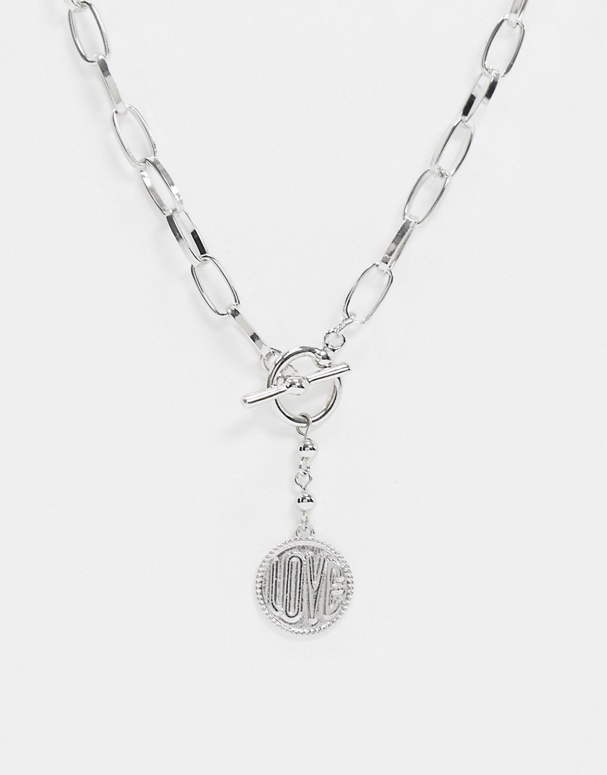 фото Серебристое ожерелье из массивной цепочки с подвеской pieces-серебряный