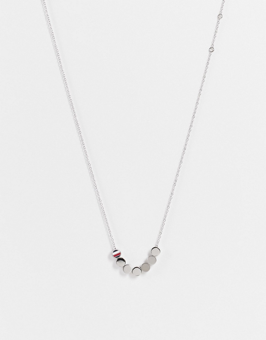 фото Серебристое ожерелье из нержавеющей стали с плоскими круглыми бусинами tommy hilfiger-серебристый
