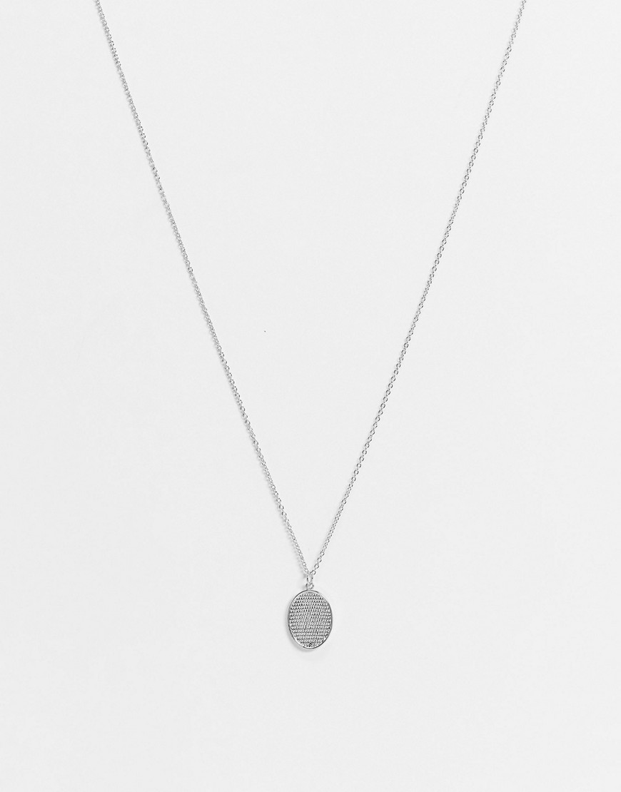 фото Серебристое ожерелье с гравированной овальной подвеской river island-серебристый