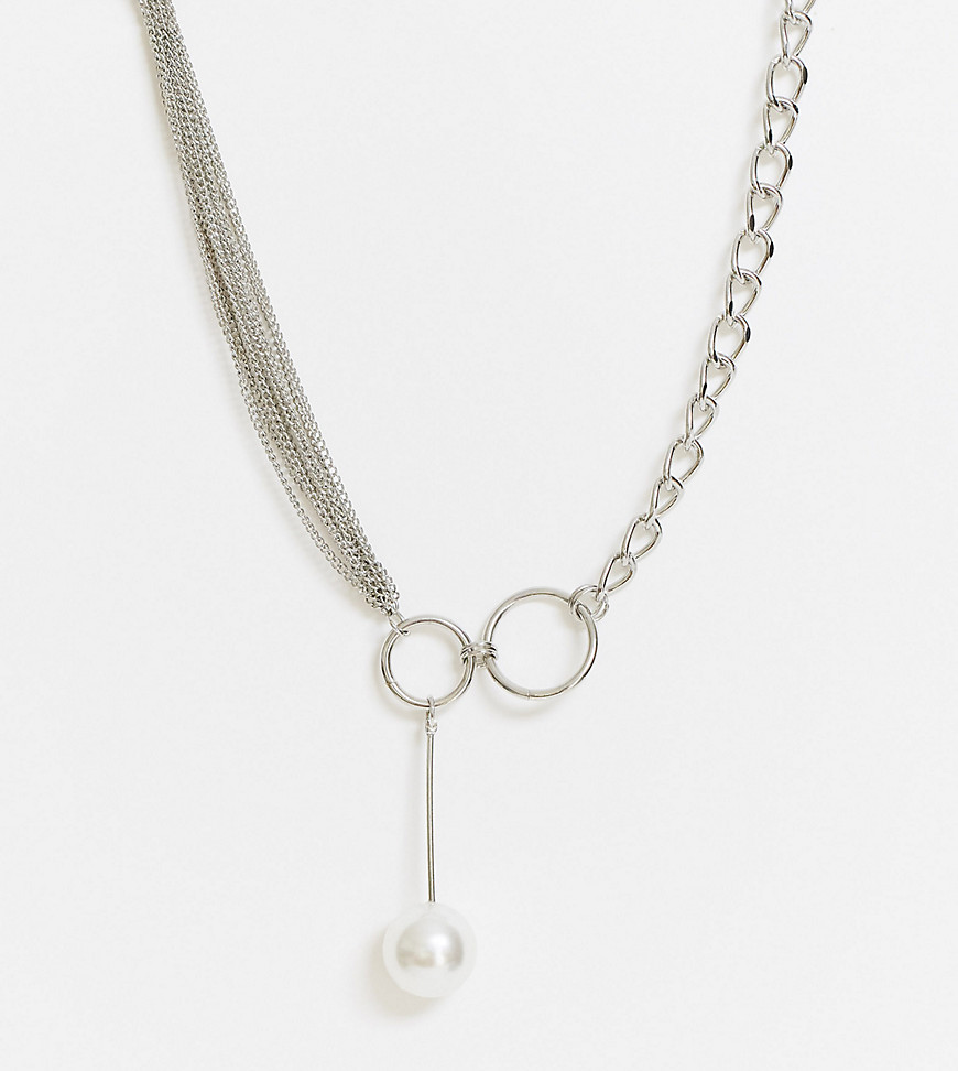 фото Серебристое ожерелье с искусственным жемчугом vibe and carter эксклюзивно для asos-серебряный vibe + carter