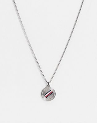 фото Серебристое ожерелье с круглым армейским жетоном tommy hilfiger-серебряный