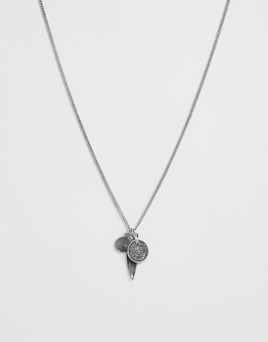 фото Серебристое ожерелье с подвесками bershka-серебряный