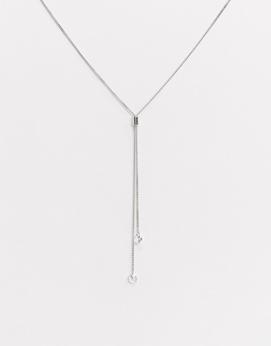 фото Серебристое ожерелье с подвесками из искусственных кристаллов aldo-серебряный