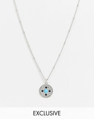 фото Серебристое ожерелье с подвеской-диском designb-серебряный designb london
