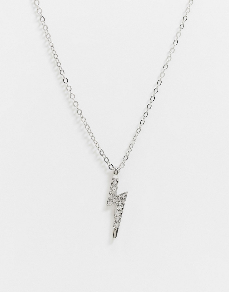фото Серебристое ожерелье с подвеской-молнией river island-серебристый