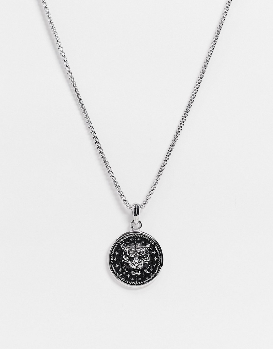 фото Серебристое ожерелье с подвеской-тигром seven london-серебряный