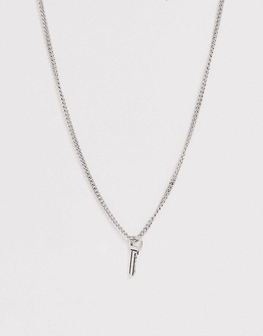 фото Серебристое ожерелье с подвеской в виде ключа asos design-серебряный
