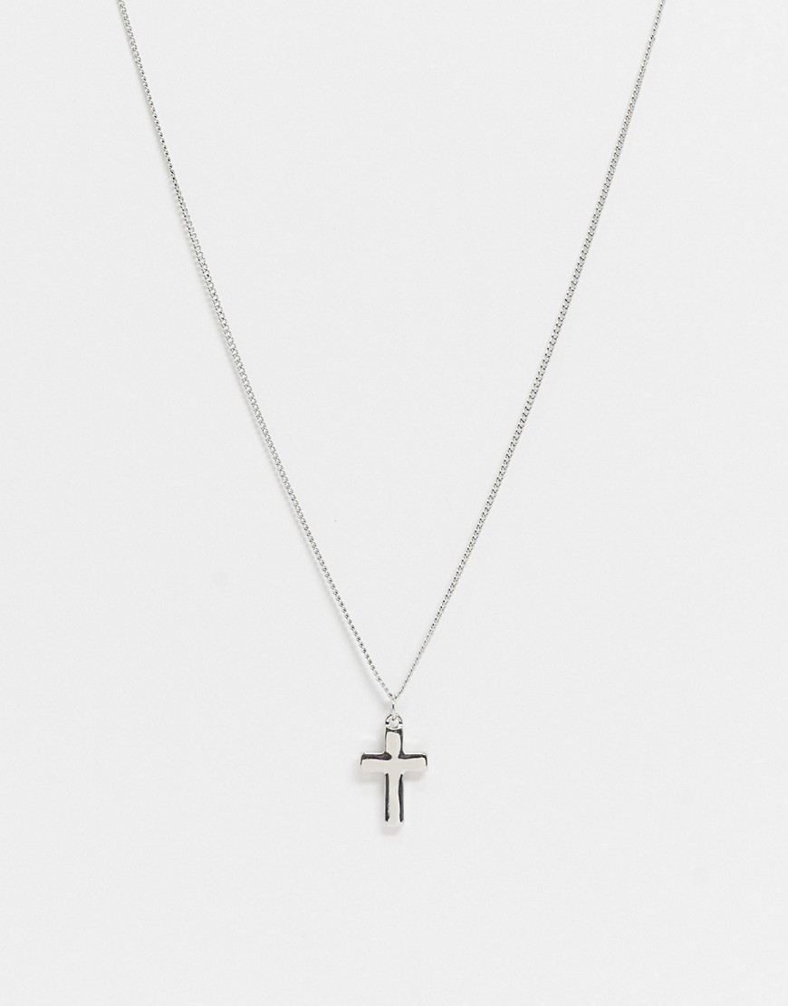 фото Серебристое ожерелье с подвеской в виде крестика с эмалью topman-серебристый