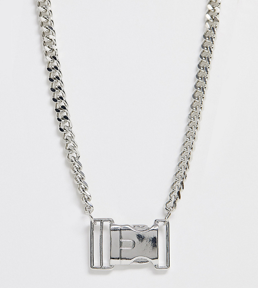фото Серебристое ожерелье с подвеской в виде пряжки asos design curve-серебряный asos curve