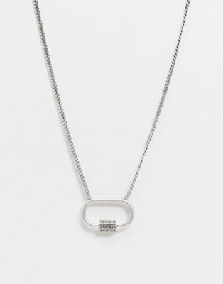 фото Серебристое ожерелье с подвеской в виде замка allsaints-серебристый