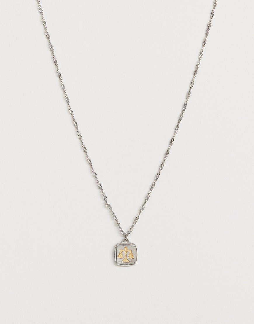 фото Серебристое ожерелье с подвеской-весами asos design-серебряный
