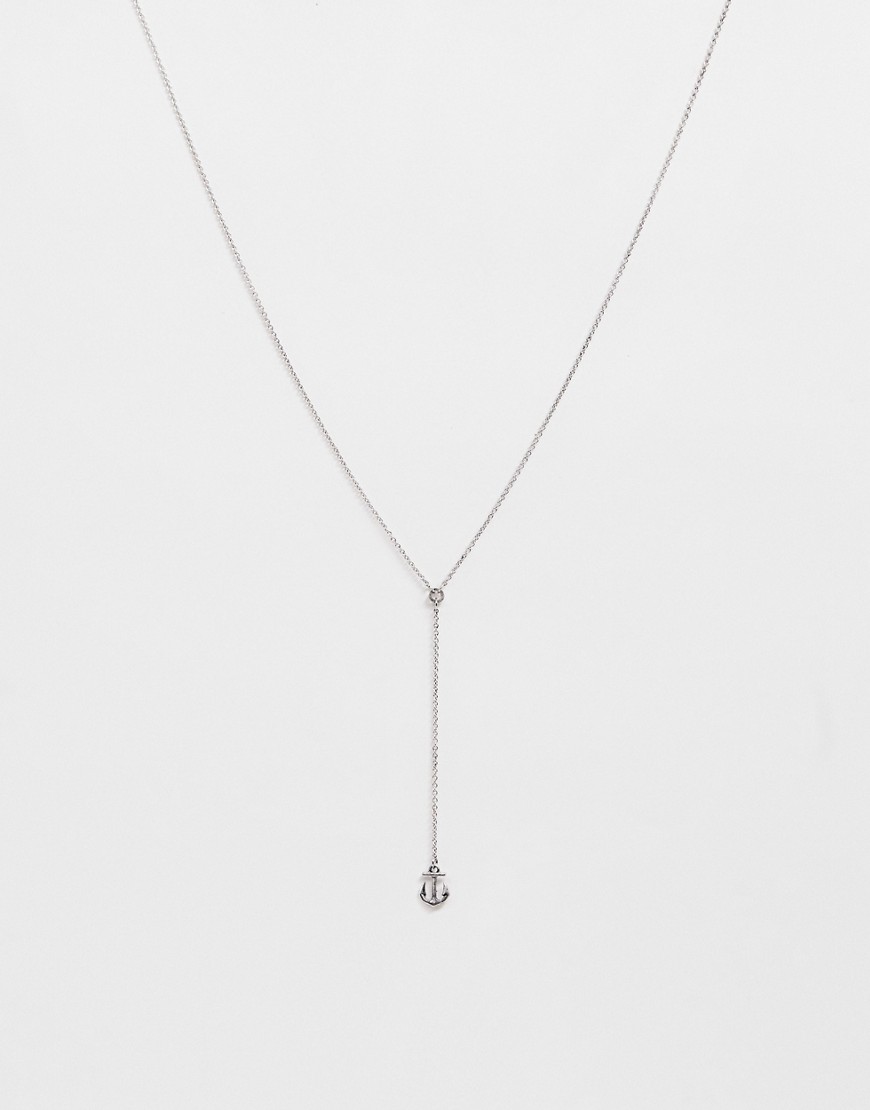фото Серебристое ожерелье с подвеской-якорем asos design-серебряный