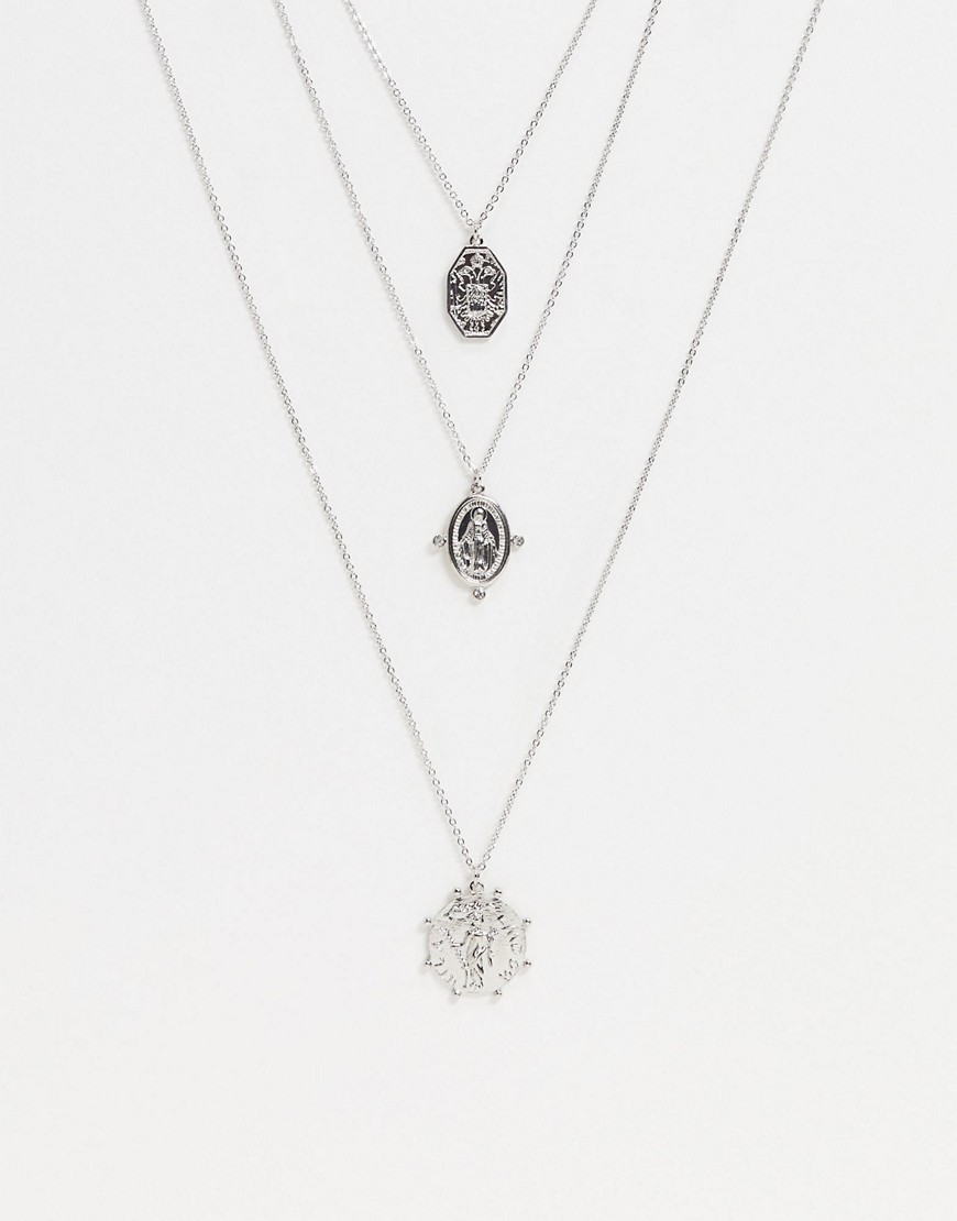 фото Серебристое ожерелье со стразами missguided-серебряный