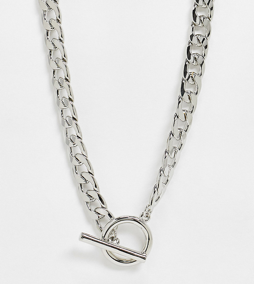 фото Серебристое ожерелье-цепочка с крупными звеньями asos design curve-серебряный asos curve