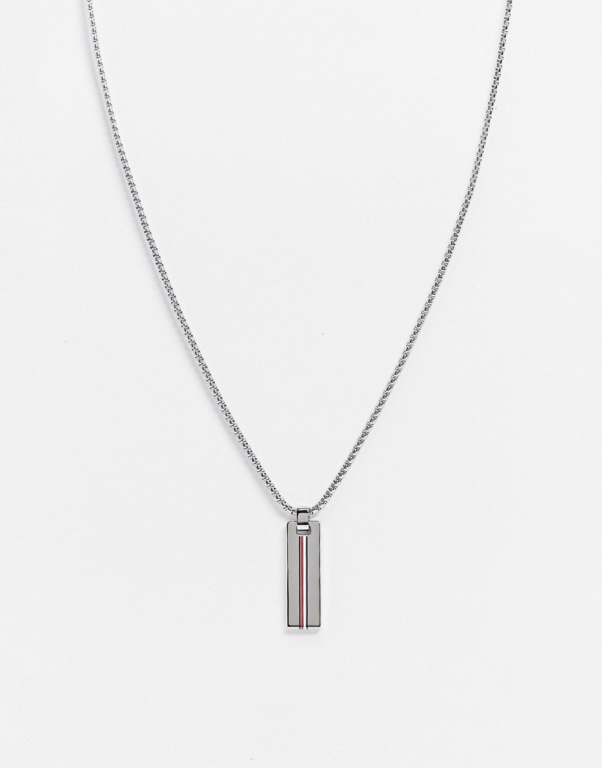   Asos Серебристое ожерелье-цепочка с логотипом на подвеске Tommy Hilfiger-Серебряный