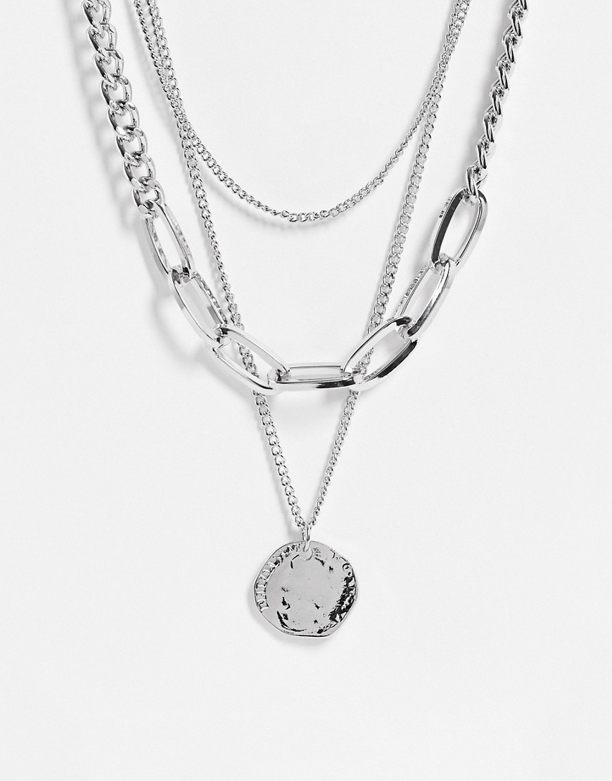 фото Серебристое ожерелье-цепочка с подвеской в виде кристалла topshop-серебристый