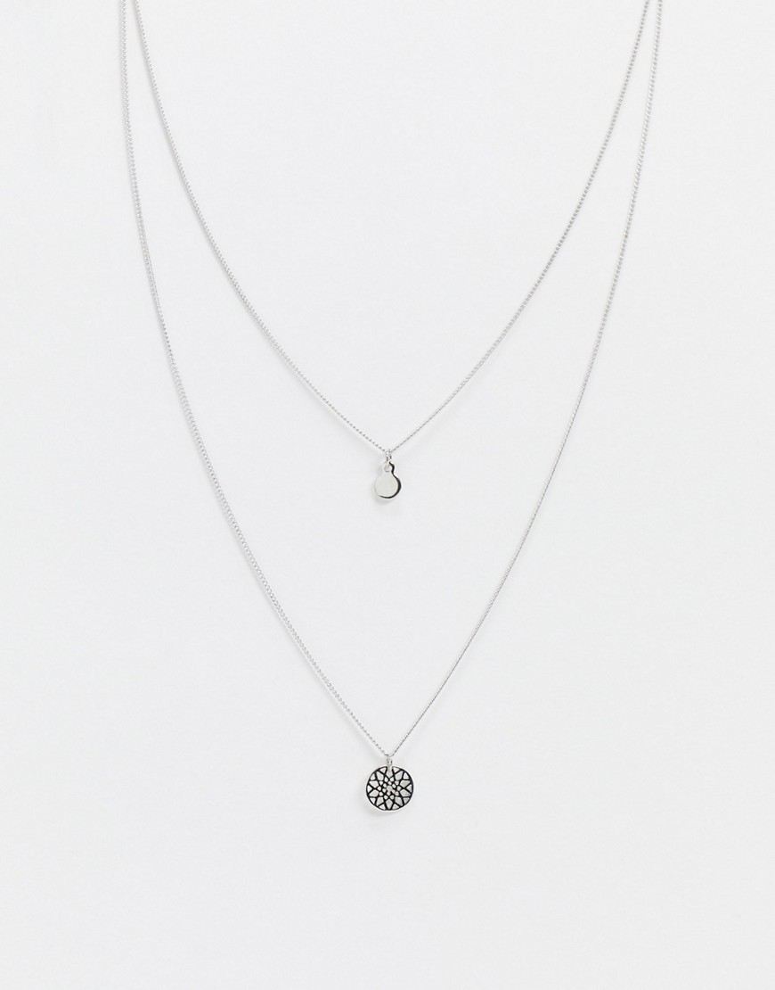 фото Серебристое ожерелье в несколько рядов asos design-серебряный