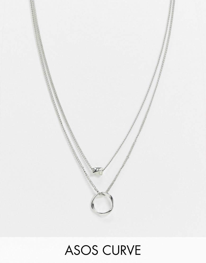 фото Серебристое ожерелье в несколько рядов с бусинами asos design-серебряный asos curve