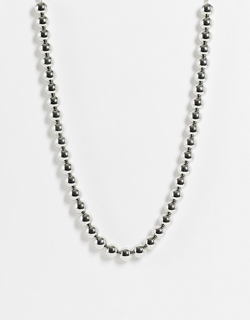 фото Серебристое ожерелье в виде шариковой цепочки designb london-серебристый