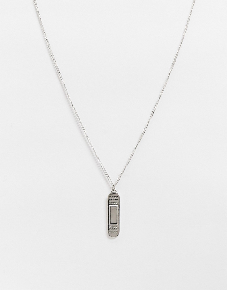 фото Серебристое тонкое короткое ожерелье 2 мм с подвеской asos design-серебряный