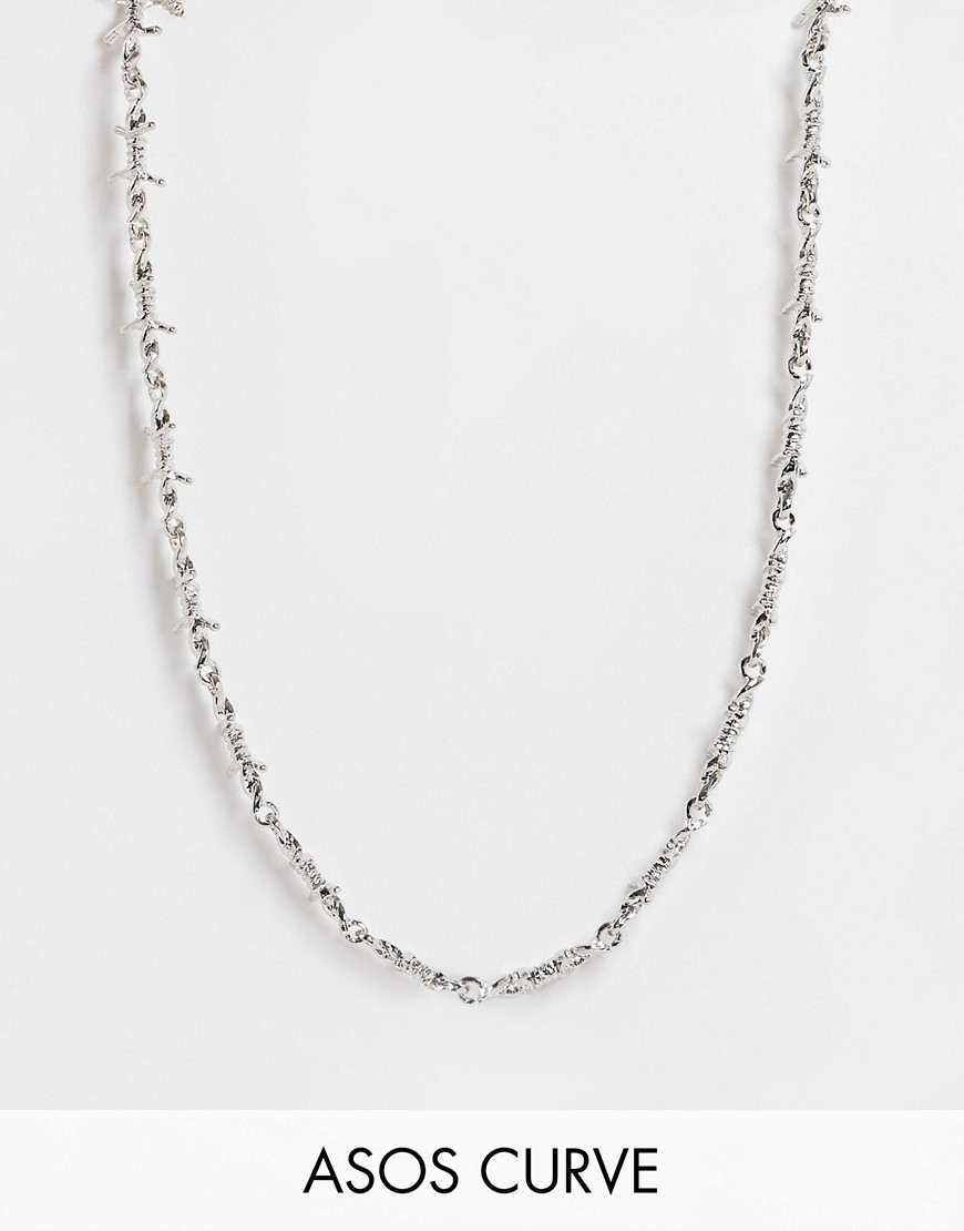  Серебристое тонкое ожерелье с дизайном «колючая проволока» ASOS DESIGN Curve-Серебряный